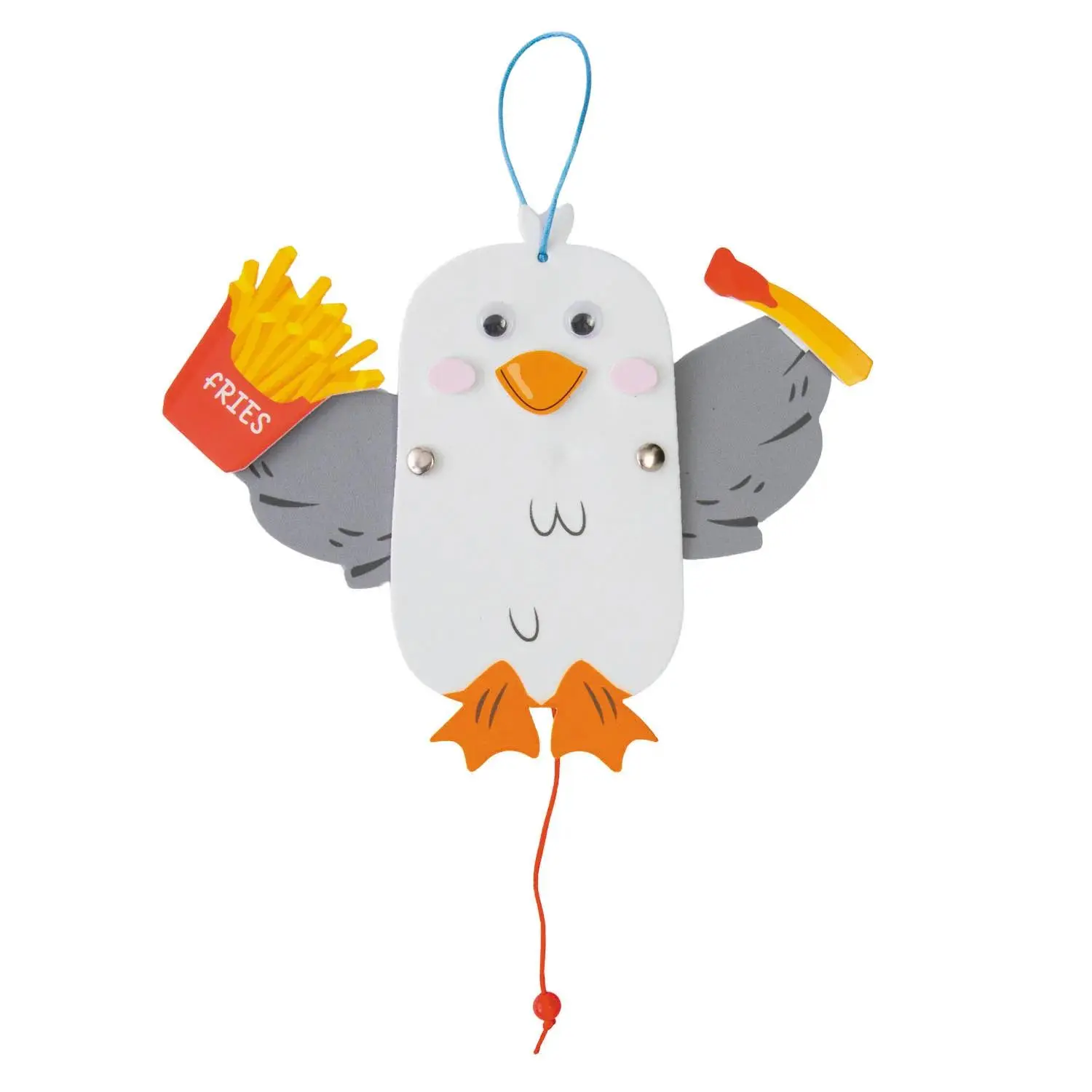 6 3/4" x 6" White Seagull & Fries Pull String Puppet Craft Kit - Makes 12
