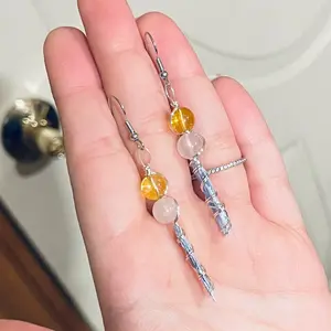 Anti Depression Earrings, Mental Health Awareness, best healing crystals for protection from depression and anxiety, wire wrapped gemstones, kyanite, rose Quartz, citrine, depression anxiety mental illness