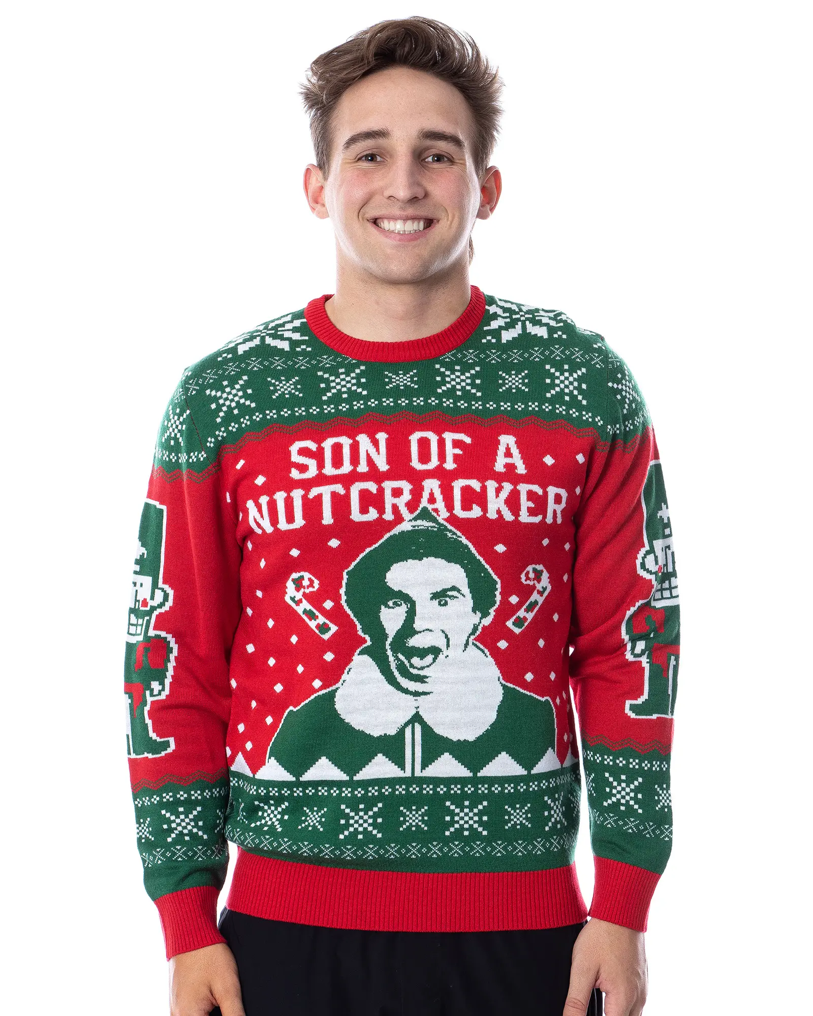 ELF Movie Men's Son of a Nutcracker Ugly Sweater for Christmas Holiday Knit Pullover
