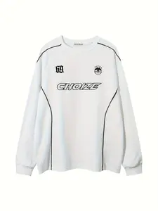 Men's Fall New Colorblock Letter Embroidered Crew Neck Sweatshirt, Trendy Fashion Casual Sports Long Sleeve Top, Athletic Sports Clothing, Embroidery Sportswear, Comfortable & Stylish