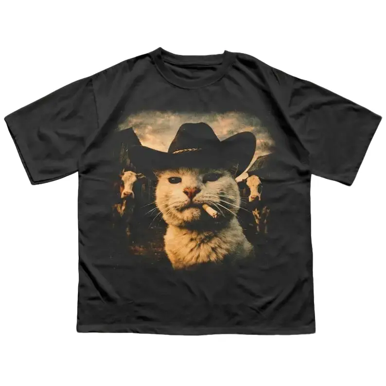 Funny Cwboy Cat T-shirt, Meme Shirts, Cats Lover Gift, Gag Gifts, Comfort Colors, Unisex Graphic Tee