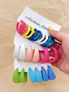 Mixed Color Resin Earrings, Fashionable Earrings for Women & Girls, Casual Jewelry for Party, Daily Clothing Decor, Trendy All-match & Exquisite Jewelry for Birthday Gift