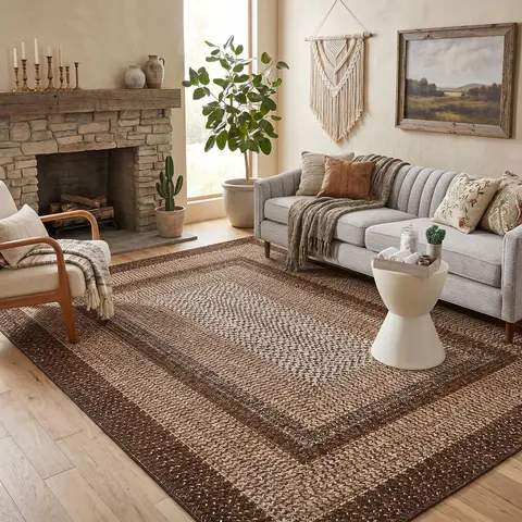【October BestSellers】Garvee Woven Printed Washable Area Rug Soft Non-Slip Geometric Border Foldable Decorative Interior Rug for Bedrooms Children's Rooms Dining Room Living Room Machine Washable Stain Resistant Ultra-Soft Fibers TPR Backing carpet