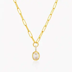 Clear pendant with paper clip stainless steel