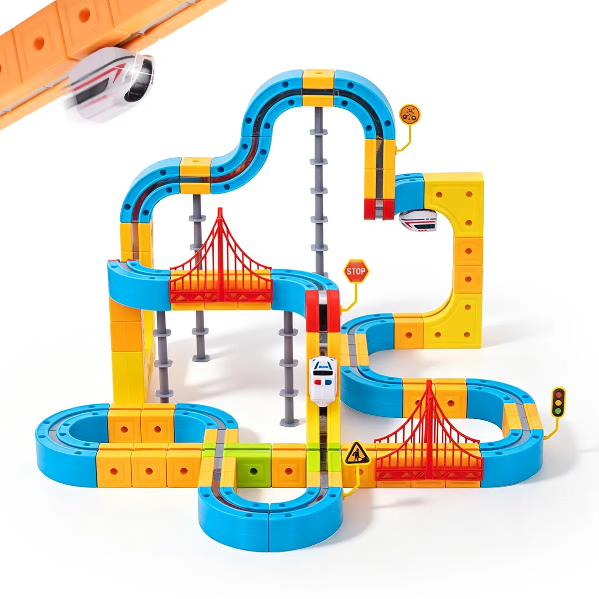 [SummerFinds]159Pcs Electric Train Set for Kids with Flexible Bendable Track, Gravity-Defying 3D Embedded Layouts, Motorized Car, STEM Construction Toy for Boys and Girls Aged 3+ Years Old Birthday Gift