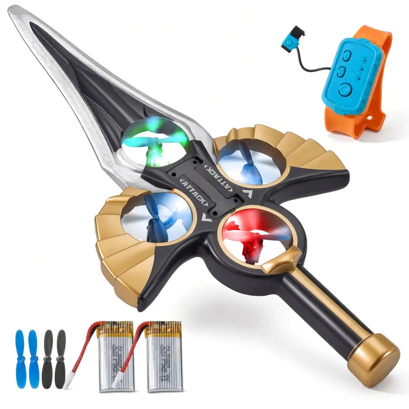 Flying Sword RC Toy with Hand Gesture Controller, Rechargeable EPP Foam Aircraft with Altitude Hold, Colorful LED Lights and One-Key Stunts, Remote Control Flying Toy