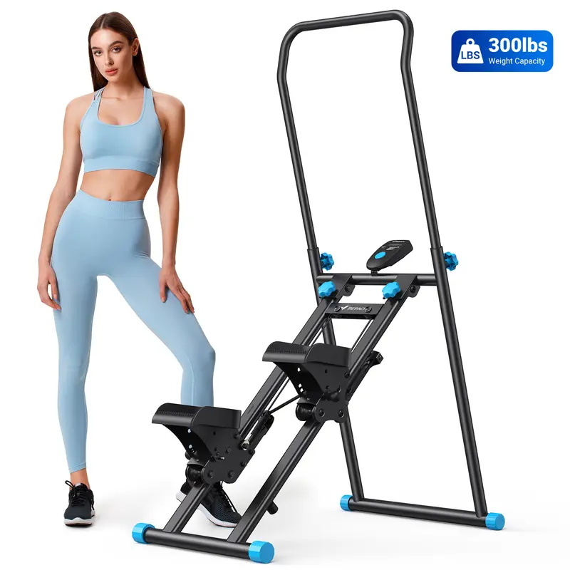 MERACH Fitness Stepper Machine - Iron Home Exercise Equipment, 300lbs Cap Foldable Vertical Climber with Adjustable Handle, Adjustable Pedals, Compact Near-Silent Cardio Gear for Full-Body Workout & Better Fitness Experience
