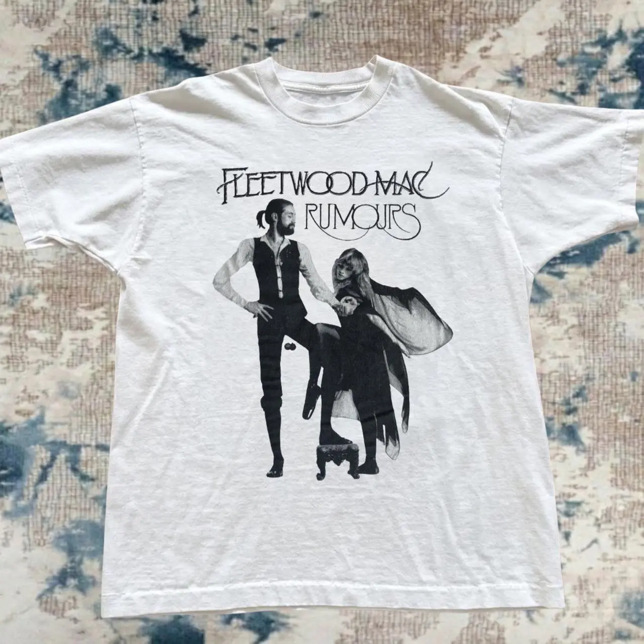 Gildan Men's White T-shirt, Fleetwood Mac Rumours graphic T-shirt, Vintage Classic Rock Graphic T-Shirt, Retro 70s Music Band Inspired Tee, Indie Streetwear Shirt, Concert Outfit, Unisex Gift Menswear Cotton
