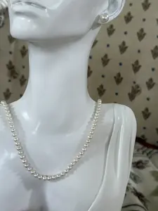 SR Pearl Co.16InchesFreshwater Baby Pearl 4.5mm-5mm  Silver Chain S925 Handmade One Size Fits ALL Elegent Wear Women Gift