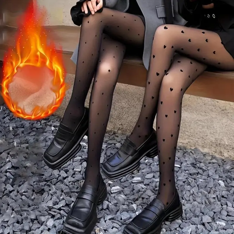 Women's Sheer Tights - Elegant Shiny Knit Patterned Hosiery with Contrast Mesh, Body-Fitted Thermal Polyester Blend, Lady, Clothing, Women Pantyhose, Patterned Tights, Female, Rayon, Elegant Tights