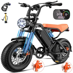 Electric Bike 1200W Peak Motor for Adults, 16''×4.0'' Fat Tire E-Bike, 48V 20Ah Removable Battery, Full Suspension, 28MPH Top Speed, 40–70 Miles Range, LED Headlights & Taillights, All-Terrain Electric Bicycle Fat Tire Ebike Ebike Charger