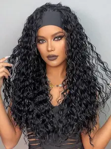 24 Inch Long Deep Wave Curly Wigs for Women, Gorgeous Fluffy Wigs with Headband, Synthetic Wavy Wig, Synthetic Full Machine Wigs for Party, Daily Use
