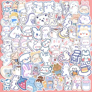 Cute Cartoon Decorative Sticker Gift, 90pcs Kawai Bunny Sticker For Water Bottles, Skateboards, Notebooks, Laptop Decoration