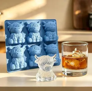 Highland Cow Silicone Ice Tray, Quick Freeze Mold, Easy to Use Durable Design, Perfect Shaped Ice Cubes for Juice, Cylinder Cups and Ice Buckets, Home Bar Decor, Fun Holiday Gift, Summervibes