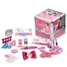 Barbie Kids Deluxe Beauty Train Case Vanity Playset - Washout Waterbased Pretend Play Makeup Vanity Toy, Includes 1 Blush, Glitter Lip Gloss, Eyeshadow, Nail Polish, Hair Accessories, Holiday Gifts for Ages 3+ By Townley Girl