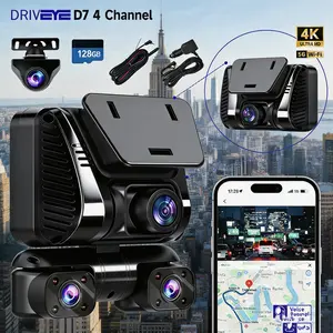 DRIVEYE 4K 4 Channel Dash Cam 360° Full View, Car Camera with Voice Control, 5GHz WiFi GPS, Super Night Vision, 24/7 Parking Mode, G-Sensor, Free 128GB SD Card