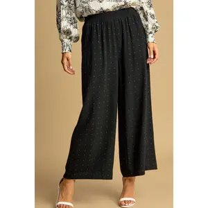 Umgee Full Size High Waisted Embellished Linen Pants Plus Size