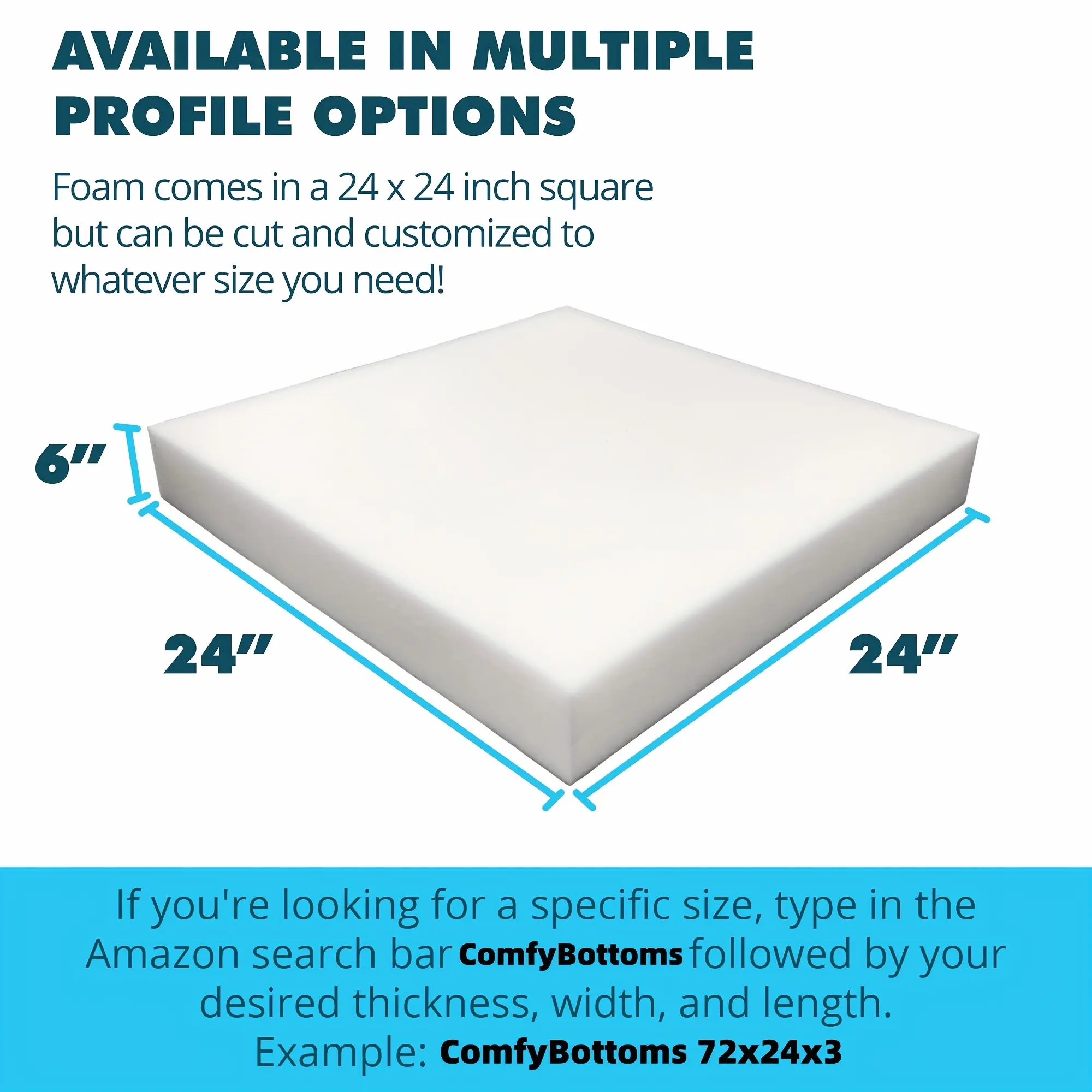24" X 24" High Density Upholstery Foam, 4-Pack/2-Pack - Couch Cushion Foam Replacement Pad, High Density Pad for Seats, Multiple Thicknesses Available, Pillows, Chairs, And Craft Projects