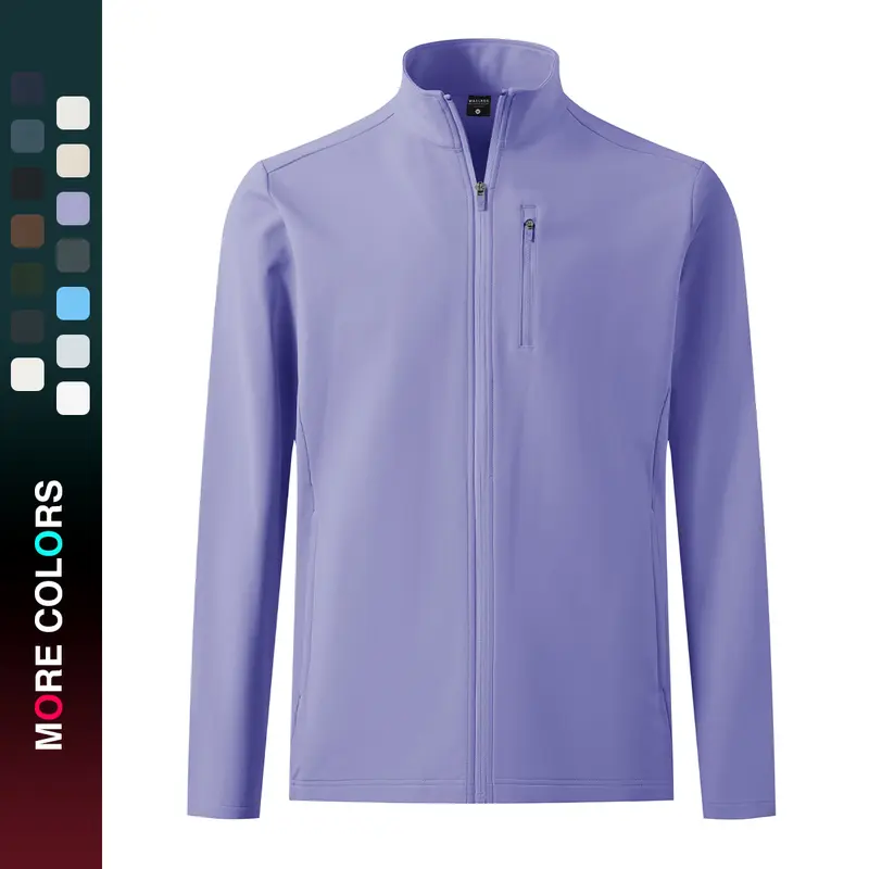 MAELREG Mens Fleece Jacket Water Resistant Performance Stand Collar Full Zip Lightweight Casual Jacket with 5 Pockets