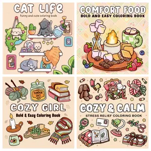 A set of creative graffiti coloring kit with vintage forest-style market food patterns, helps soothe emotions and improve focus, an interactive toy for students after class, an adult coloring book, perfect Valentine's Day gift