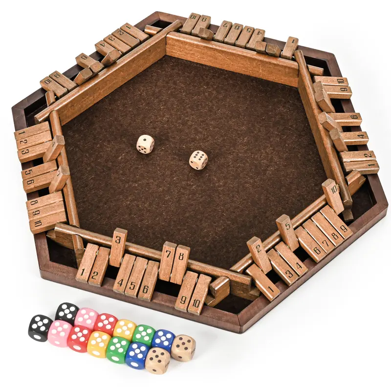 Ropoda Shut The Box Game, Upgraded 1-6 Player Shut The Box for Adult and Kids, Wooden Dice Game -Addition Training, Fun for Family Game Night, Summer Turn Up & Father's Day Deal
