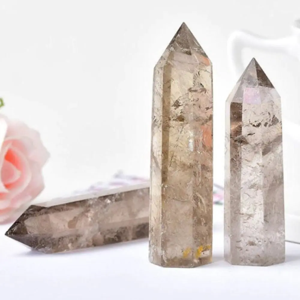Natural Smoky Quartz Crystal Point Obelisk Wand Tower