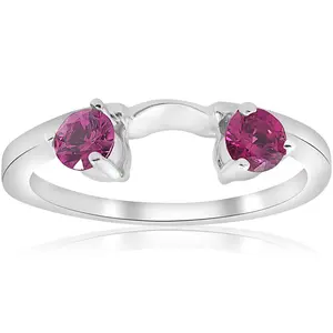 1/2ct Ruby Wrap Engagement Guard Ring 14K White Gold