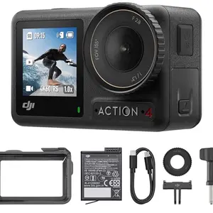 DJI Osmo Action 4 Essential Combo Waterproof Action Camera - 1/1.3" Sensor, 4K/120fps Video, Low-Light Imaging, 10-bit & D-Log M Color, 160 Mins Battery Life, Vlogging Camera