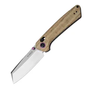Kizer Madrac EDC Knife, Brown Micarta Handle, White Nitro-V Blade, V3693A2, Portable Folding Knife,Stable, Safe, Reliable Folding Blade, Suitable for Outdoor Camping, Adventure, Fishing Scenarios, Men's Gift, Christmas Gift