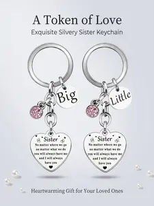 2pcs Set Sister Birthday Gifts Keychain, No Matter Where We Go Keyring, Unbiological Sister Christmas Gift, Besties Key Chain