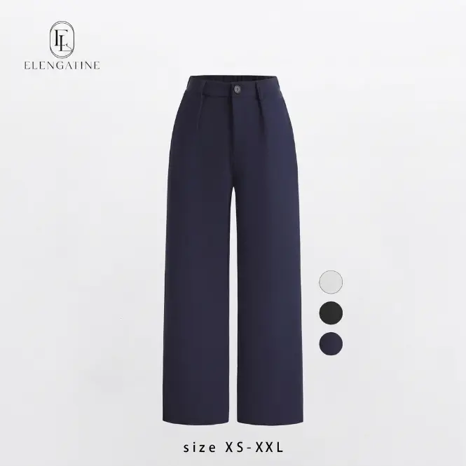 EL ELENGATINE Women's Wide Leg Work Pants, High-Waist Pleated Stretch Fabric Trousers for a Smart Casual Everyday Style, Polyester, Blouses, Clothes For Women, Office Work Clothes, Effortless Pants, Stretchy Pants