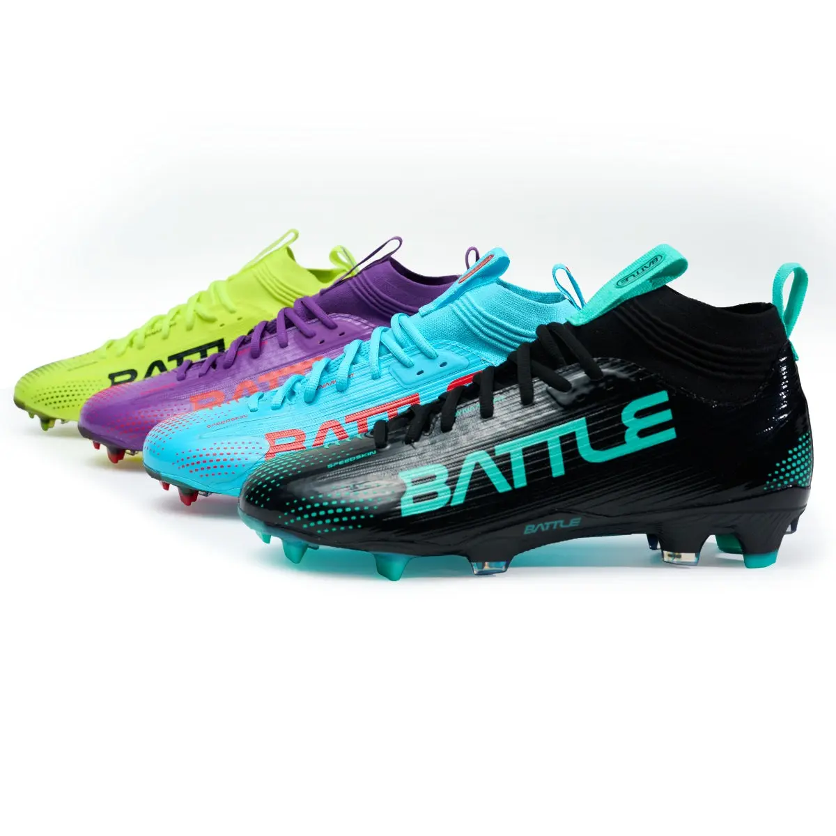 AstroFly Battle Cleats - White with Neon Green Laces - Elite Speed Traction for 7v7 and Flag Football - Dynamic Fit & Turbo Mesh Technology