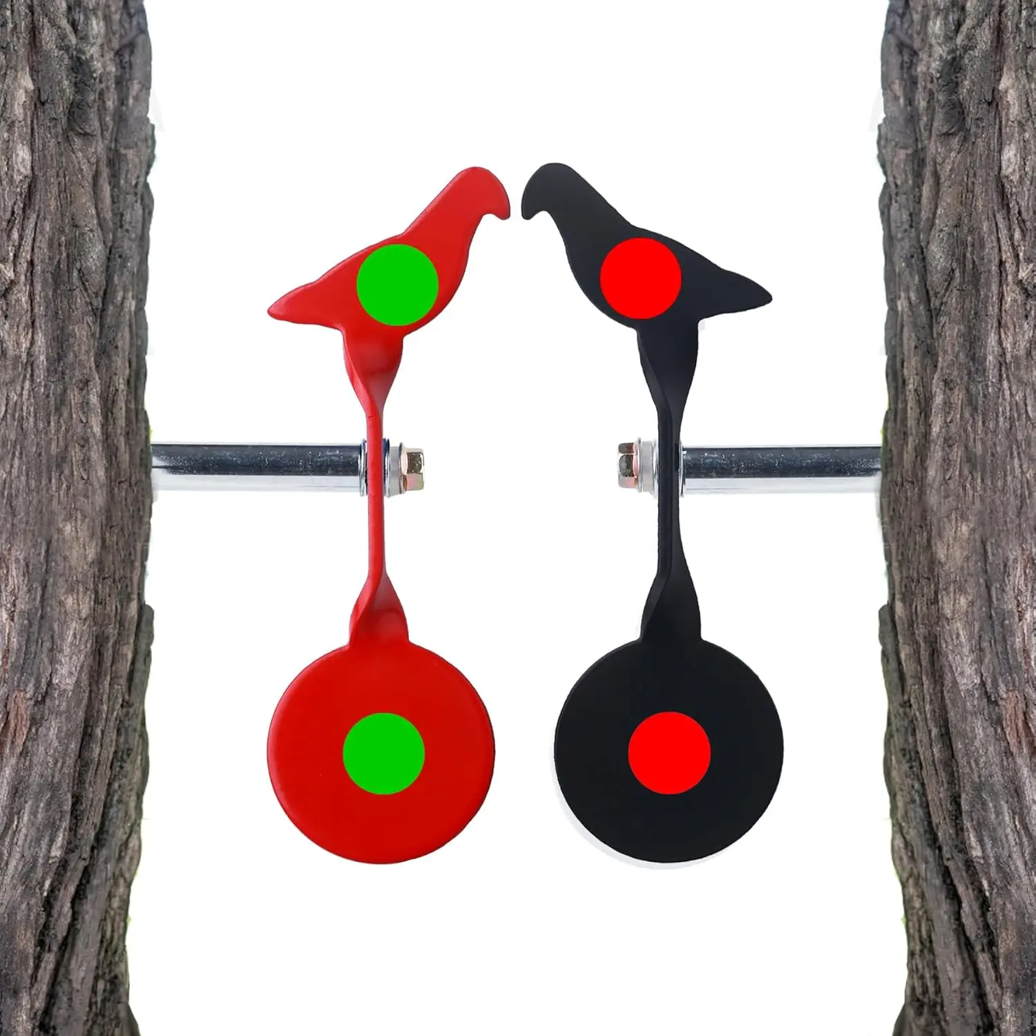 Auto-Reset Steel Shooting Targets with 360° Spin - Red & Black Bird Design for BB Guns, Air Rifles, Handguns | Durable 3mm Steel, Corrosion-Resistant | Backyard & Outdoor Shooting Practice ﻿