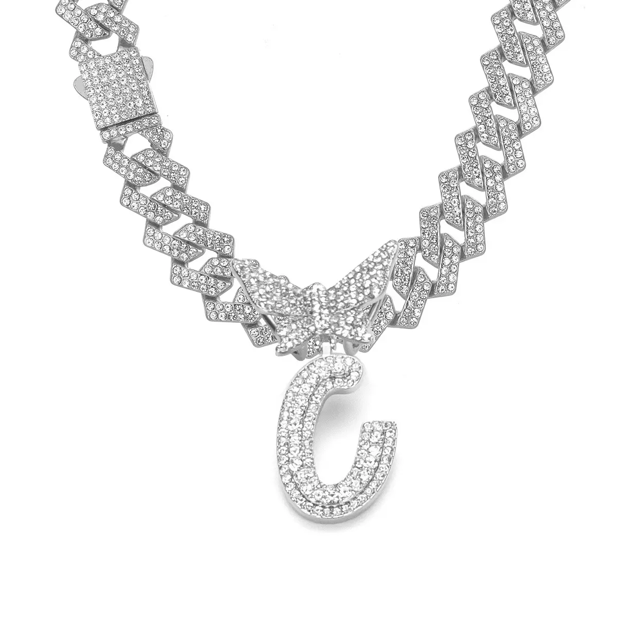 Silver letter necklace C