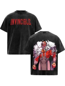Invincible Omni-Man Vintage Washed T-Shirt, Double-Sided Graphic Cotton Tee