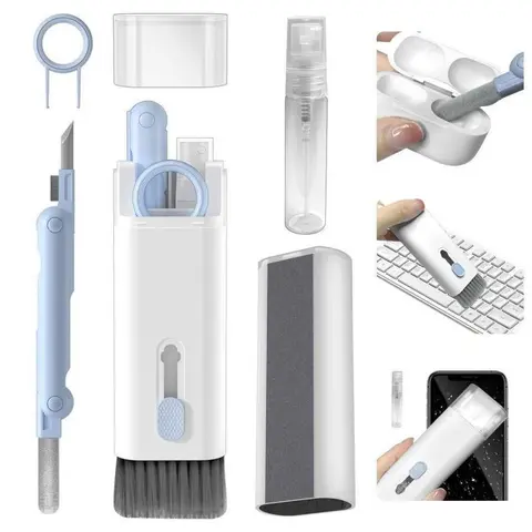 7 in 1 Electronic Cleaner Kit, Keyboard Cleaner Kit with Brush, Multifunctional Electronic Gadgets Cleaning Tool Set for Earphone, Keyboard, Laptop, Phone, PC Monitor, Camera