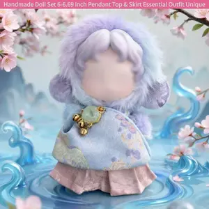 Handmade Doll Set 6-6.69 inch Pendant Top & Skirt Essential Outfit Unique Handcrafted Doll Clothing for Enthusiasts Clothes Set with Accessories Kuromi Fashion Doll Outfits Hat and Sweater Doll Set  Doll Outfit Set Crochet