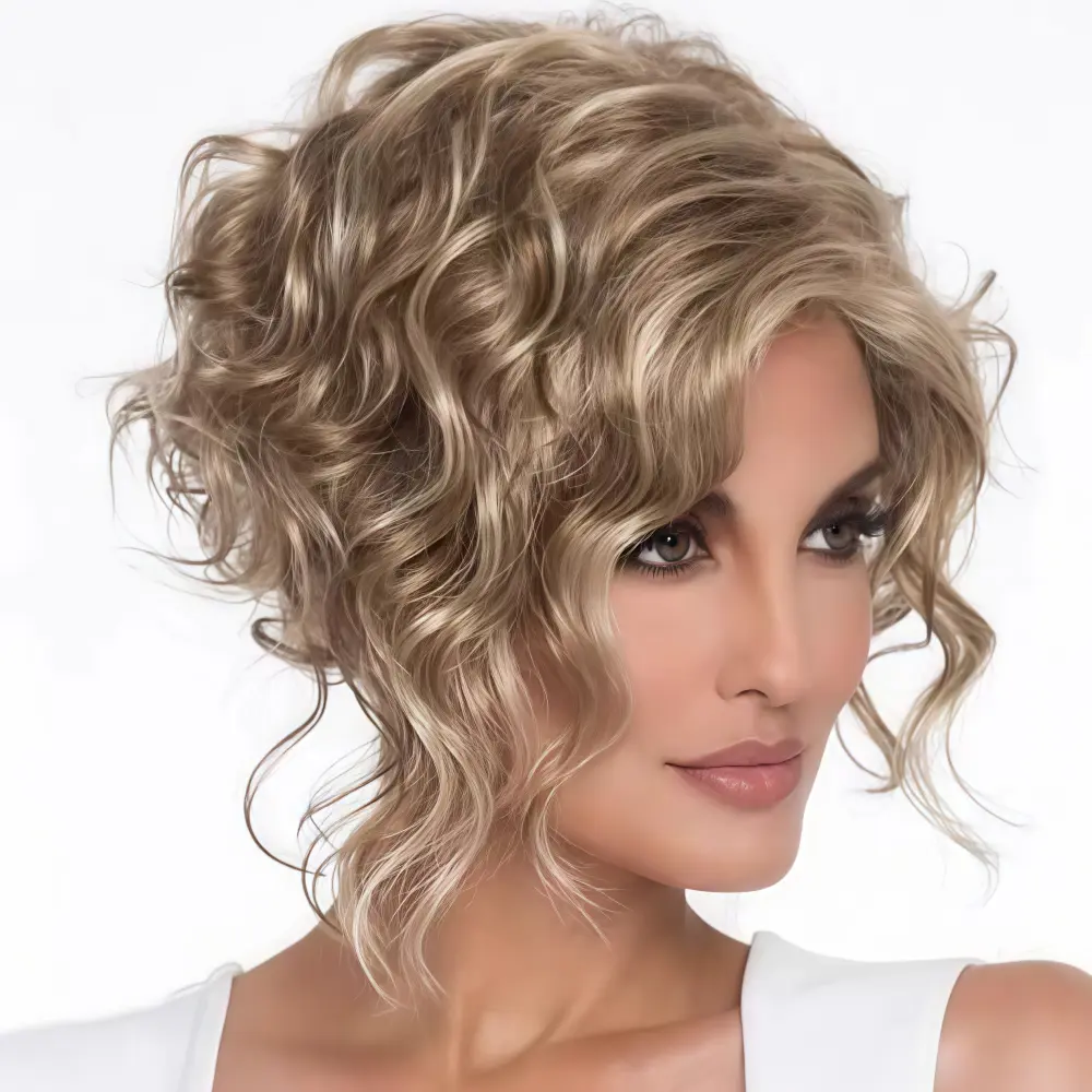 Ladies' asymmetrical angle Bob wig sweet girls roll synthetic fiber wig suitable for daily life, parties, dances, festivals wig
