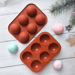 2pcs 6-Hole Semi-Circular Mousse Cake Mold, DIY Lightweight Silicone Hemisphere Chocolate Mold, Ideal for Jelly, Pudding, Kitchen Baking Tools
