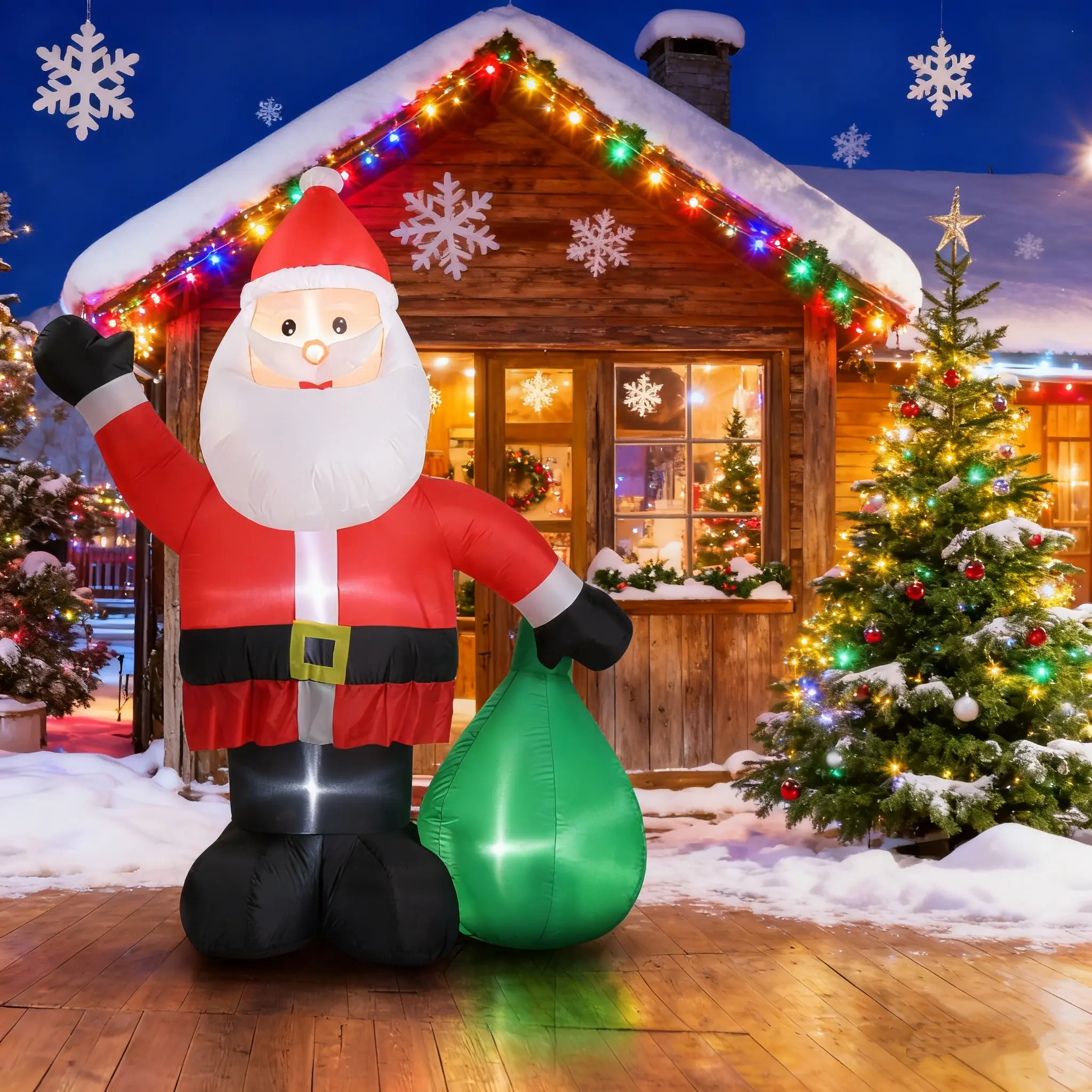 iCapeson 6ft Christmas Inflatable Santa Claus with LED Lights & Gift Bag, Outdoor Blow Up Yard Decoration for Holiday Decor, Indoor Outdoor Xmas Lawn Garden Party Decorations