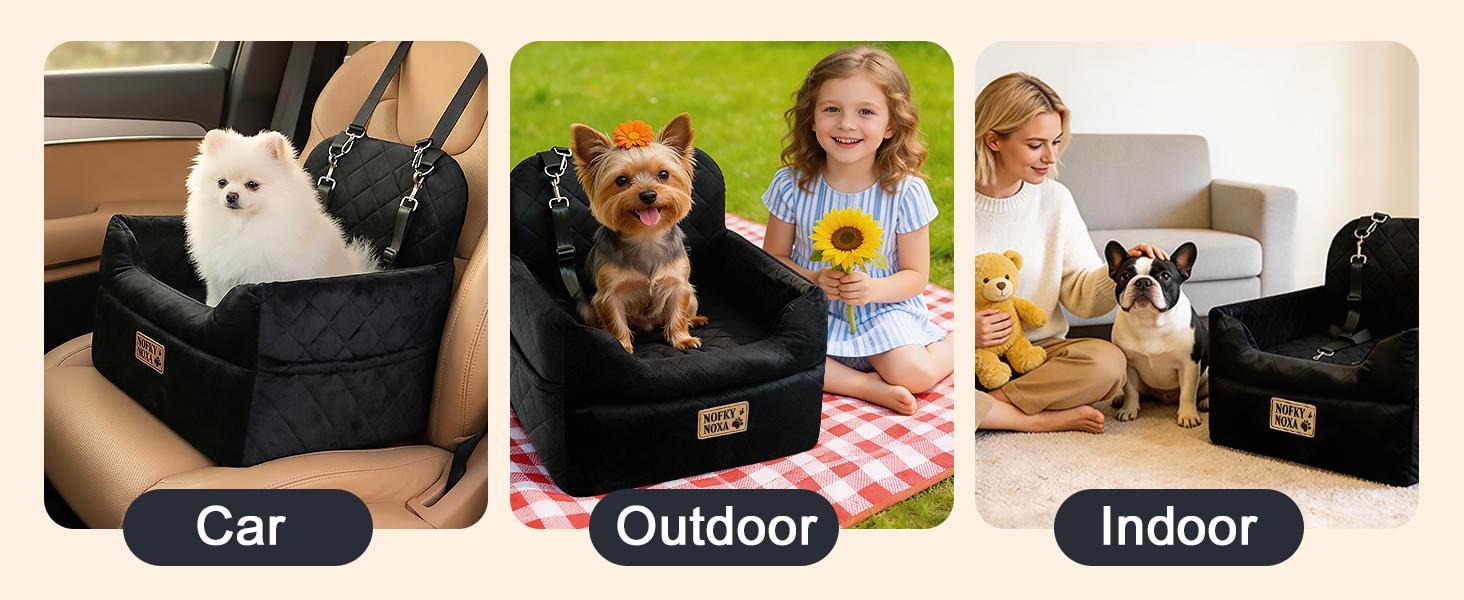 BOFNL Car Pet Seat – Pet car height booster seat with a washable, removable cover for easy cleaning; soft sofa for cats and dogs; portable pet bed suitable for size and medium dogs — usable indoors, outdoors, and while traveling by car, black gray BOFNL Car Pet Seat – Pet car height booster seat with a washable, removable cover for easy cleaning; soft sofa for cats and dogs; portable pet bed suitable for size and medium dogs — usable indoors, outdoors, and while traveling by car, black gray