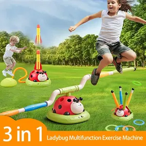 Three-In-One Ladybug Rope Skipping Machine, Ferrule Rocket Launcher Toy, Multifunction Sports Entertainment Game, Outdoor Educational Toy