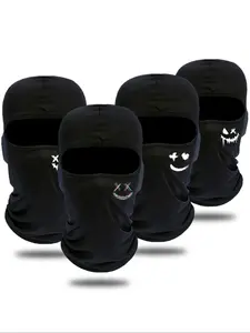 Unisex Cartoon Face Print Balaclava Hat, Breathable Full Face Covering Mask, Windproof Dustproof Black Sunshade Hat, Sports Hat for Outdoor Cycling