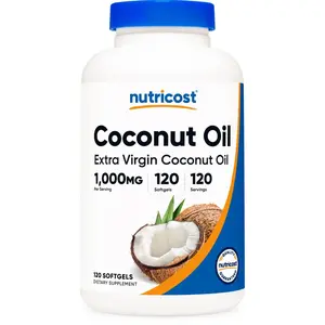 Nutricost Natural Coconut Oil Capsules (1000mg) - 120 Softgels, Gluten Free, Non-GMO