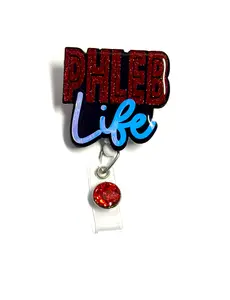 Phleb Life Badge Reel, Retractable Swivel Alligator Clip, 2”, Lab, Lab tech, Phlebotomy, Nurse