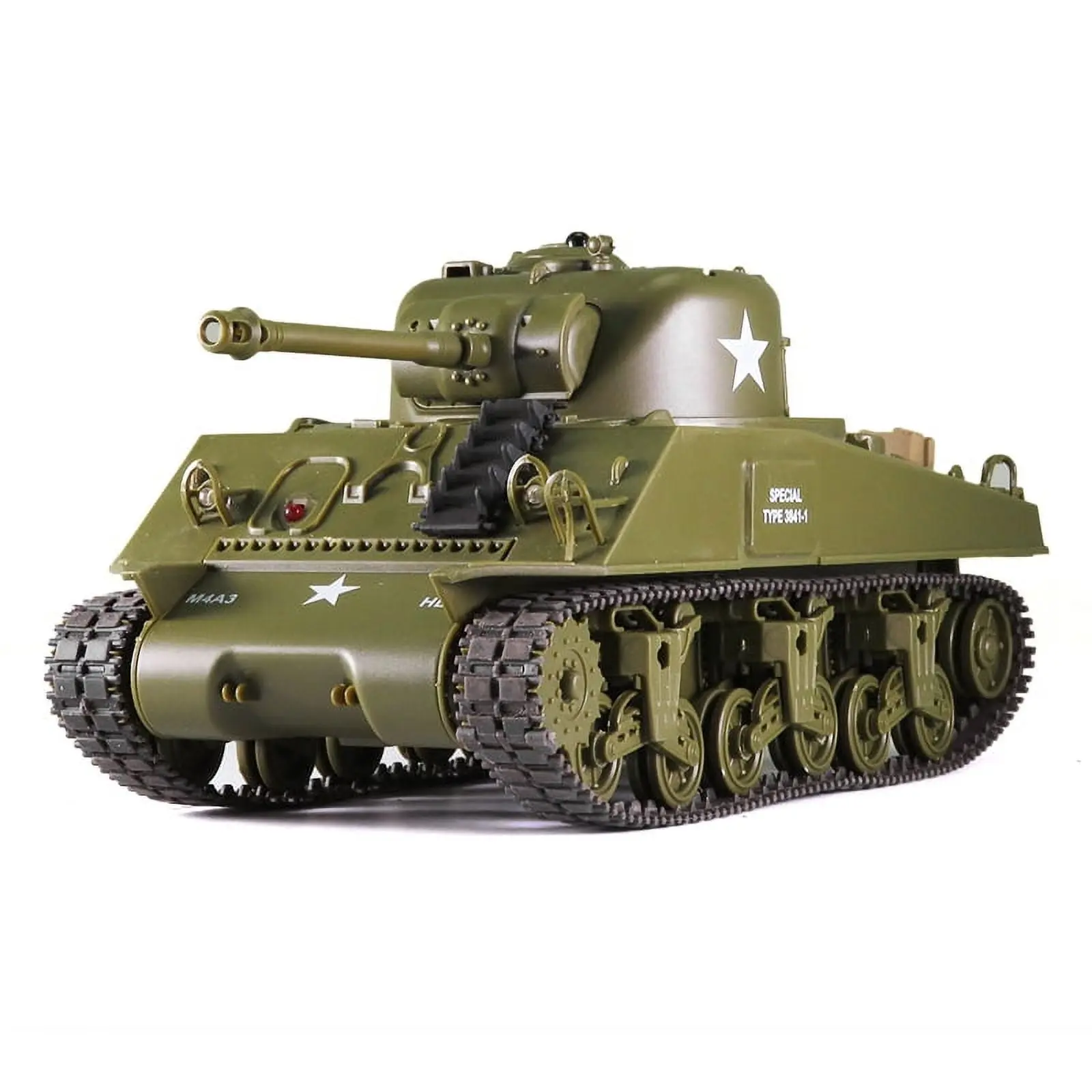 Henglong Remote Control Tank - 2.4Ghz, 1/30 Scale US M4A3 Sherman, Realistic Recoil Action, Sounds, LED Lights, RTR, Rechargeable Batteries, Super Chassis, for Tank Collectors, Not for Children Under 3 Years