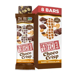 Perfect Bar Choco Crisp, Dark Chocolate - Protein - Gluten Free - Non-GMO - Organic Honey, No Sugar Alcohols,  1.94 Ounce Bar, 8 count