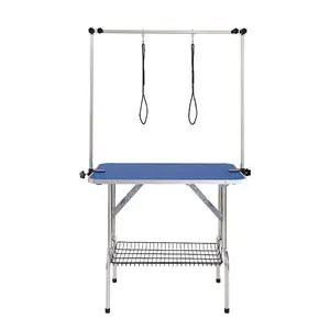 Pet Grooming Table Two Arms with Clamp, 36''x24'' Dog Grooming Station, Foldable Pets Grooming Stand for Medium and Small Dogs, Free No Sit Haunch Holder with Grooming Loop, Bearing 330lbs