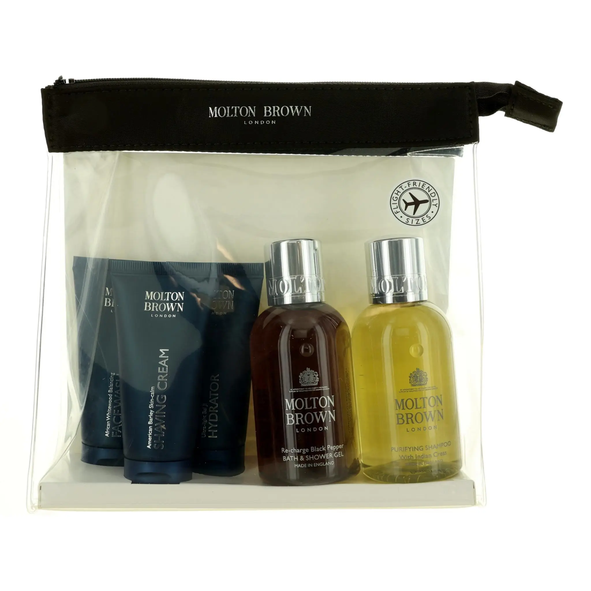 Molton Brown Well Groomed Men's 5-Piece Compact, Portable, Travel-Ready On-the-Go Carry-On Beauty & Personal Care Set