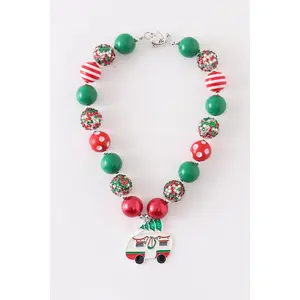 Red green camper pedant chunky necklace